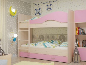 Кровать 2-х ярусная Мая с ящиками на латофлексах розовая в Оханске - ohansk.magazinmebel.ru | фото